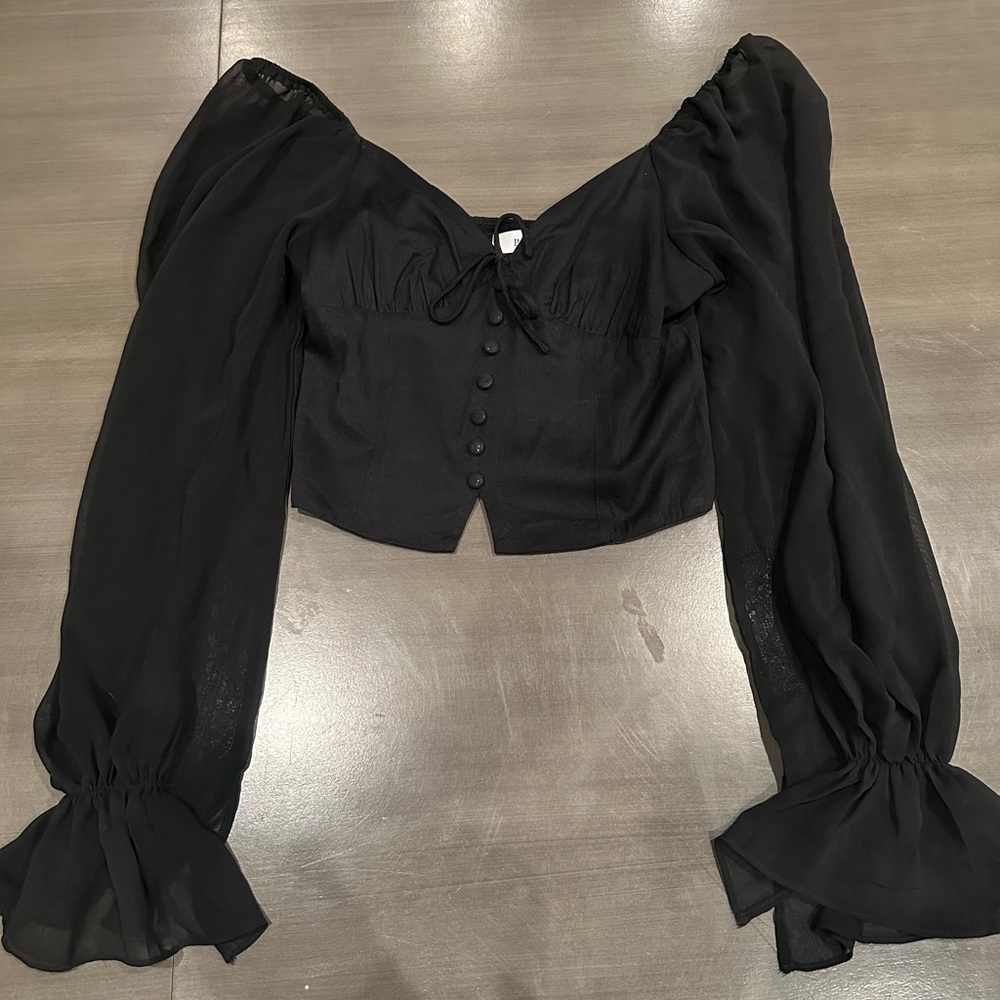 Pellucid long sheer sleeves off the shoulder top size small and one in xs